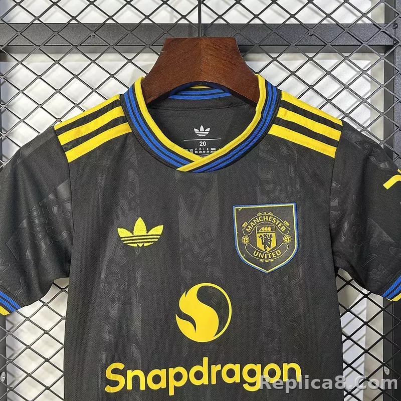 25-26 Manchester United Third Away Soccer Kids Kit Jersey+Shorts - detail