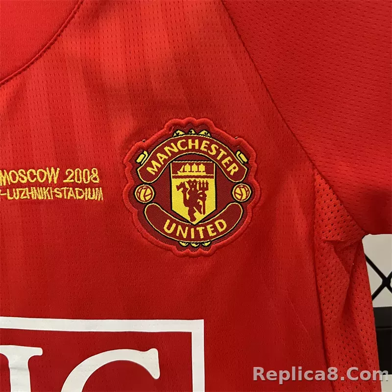 07-08 Manchester United Home UCL Final Retro Kids Kit Jersey+Shorts - detail