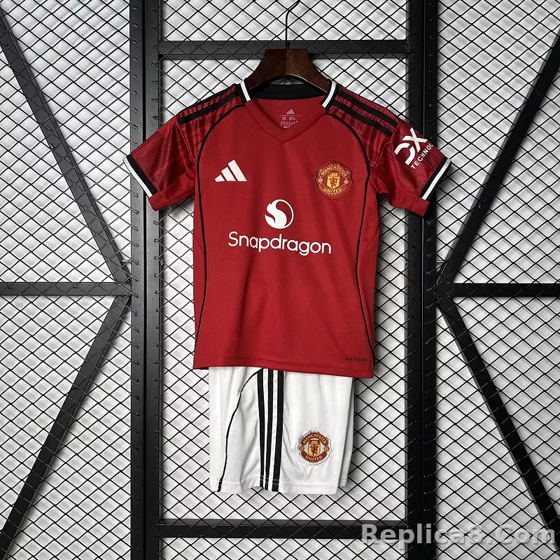 25-26 Manchester United Home Soccer Kids Kit Jersey+Shorts
