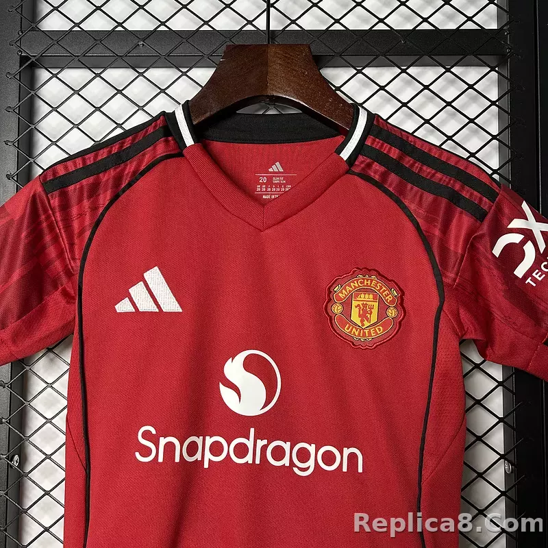 25-26 Manchester United Home Soccer Kids Kit Jersey+Shorts - detail