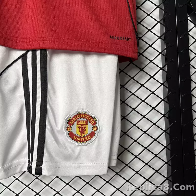 25-26 Manchester United Home Soccer Kids Kit Jersey+Shorts - detail