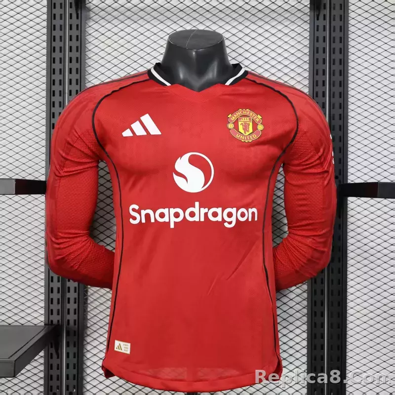 25-26 Manchester United Home Soccer Jersey Long Sleeve
