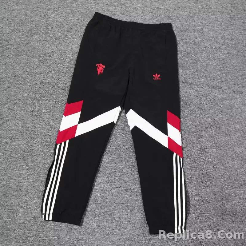 2024-2025 Manchester United Retro Jersey Windbreaker Top+Pants Grey - detail