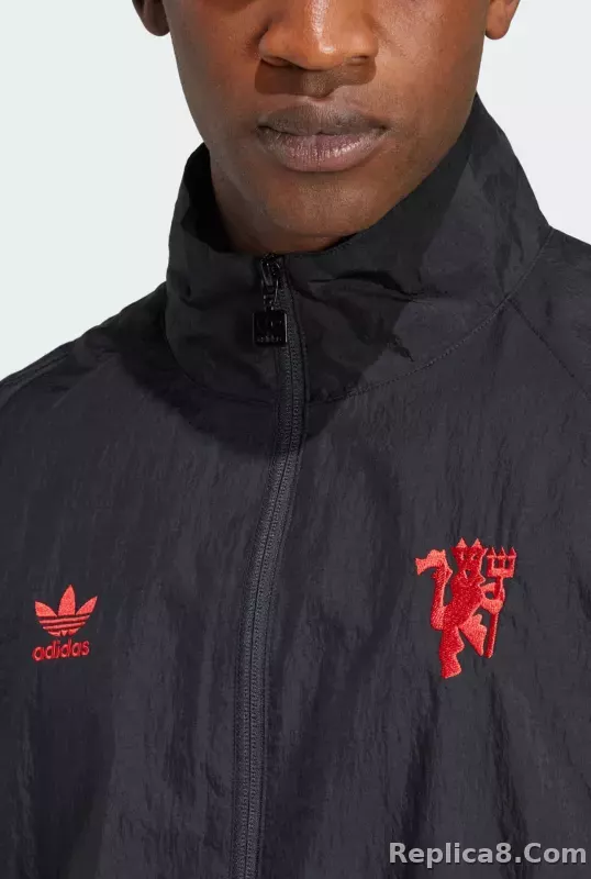 2024-2025 Manchester United Retro Jersey Windbreaker Top+Pants Grey - detail