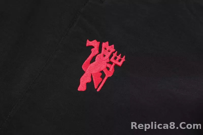 2024-2025 Manchester United Retro Jersey Windbreaker Top+Pants Grey - detail