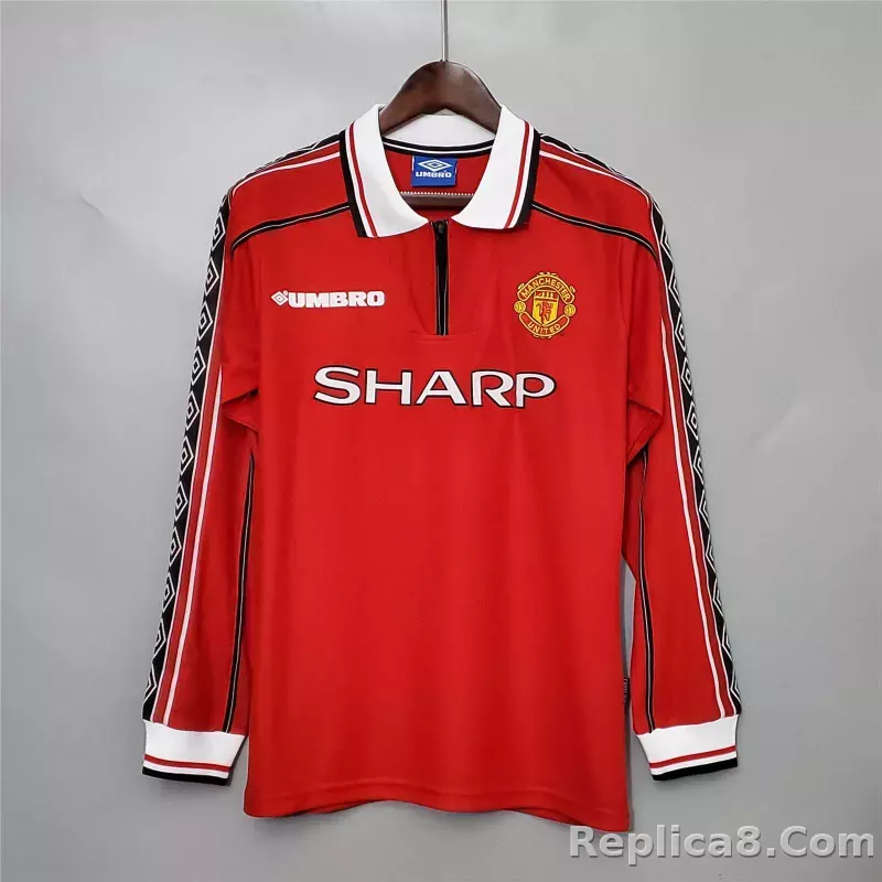 1998-1999 Manchester United Home Retro Jersey Long Sleeve
