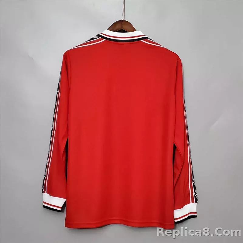 1998-1999 Manchester United Home Retro Jersey Long Sleeve - detail