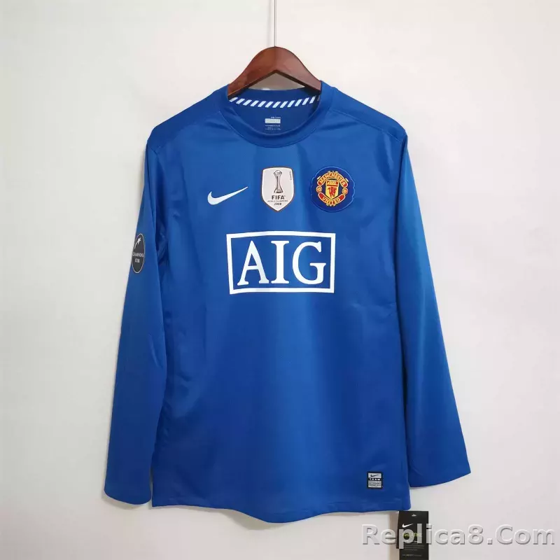 08-09 Manchester United Home Retro Jersey Long Sleeve - detail