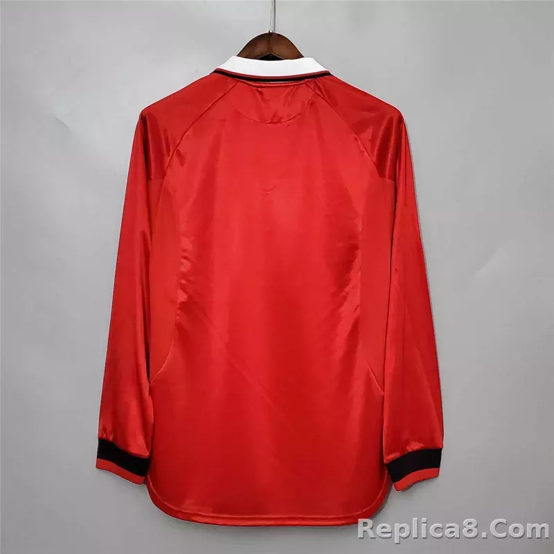 1999-2000 Manchester United Home Retro Jersey Long Sleeve - detail
