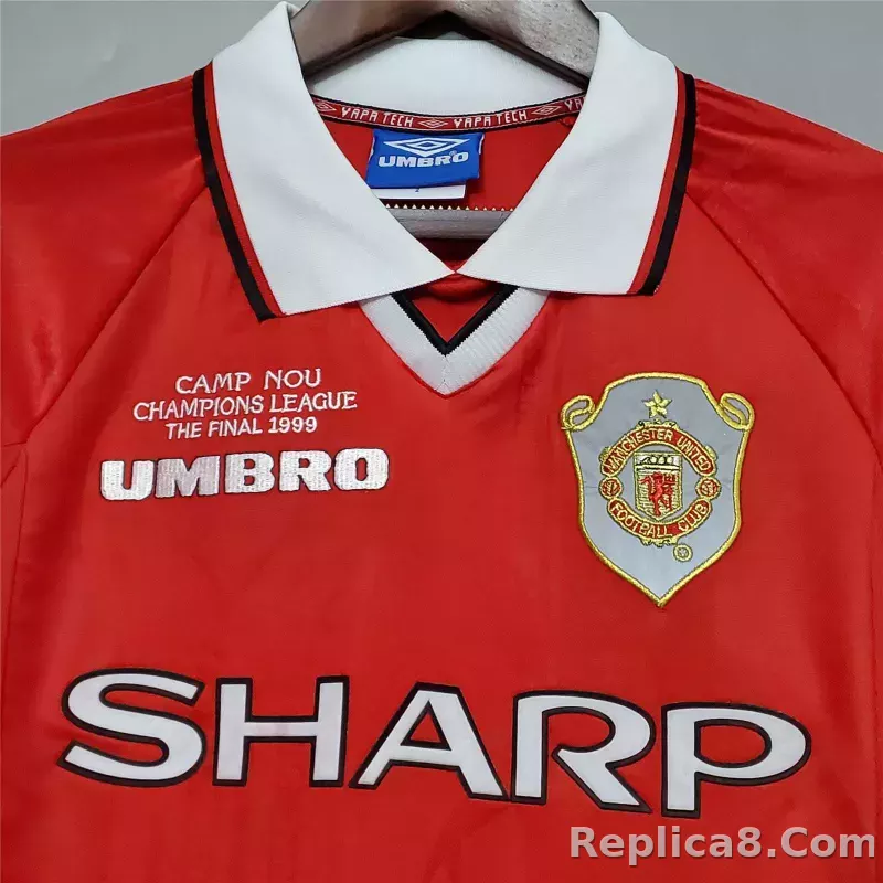 1999-2000 Manchester United Home Retro Jersey Long Sleeve - detail