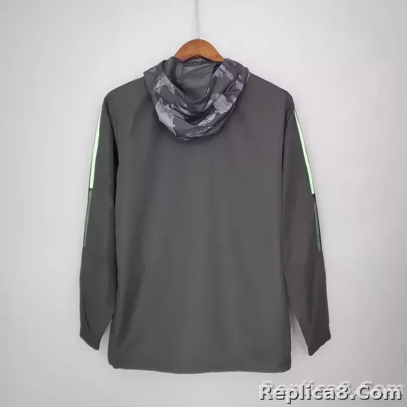 2021/2022 Manchester United Jersey Windbreaker Black And Grey Camouflage - detail