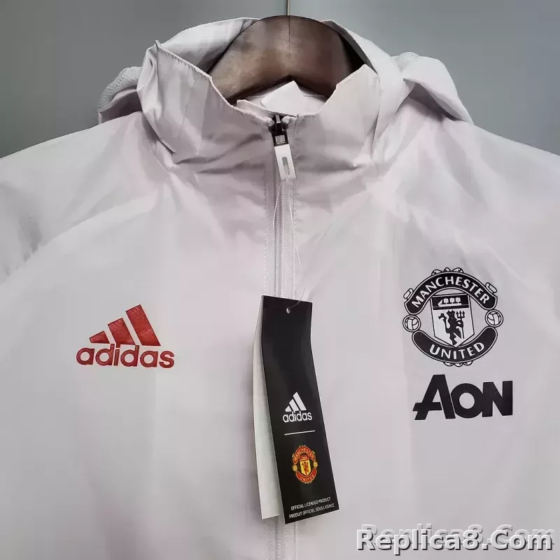 2021 Manchester United Jersey Windbreaker White(Black-Red Edge) - detail