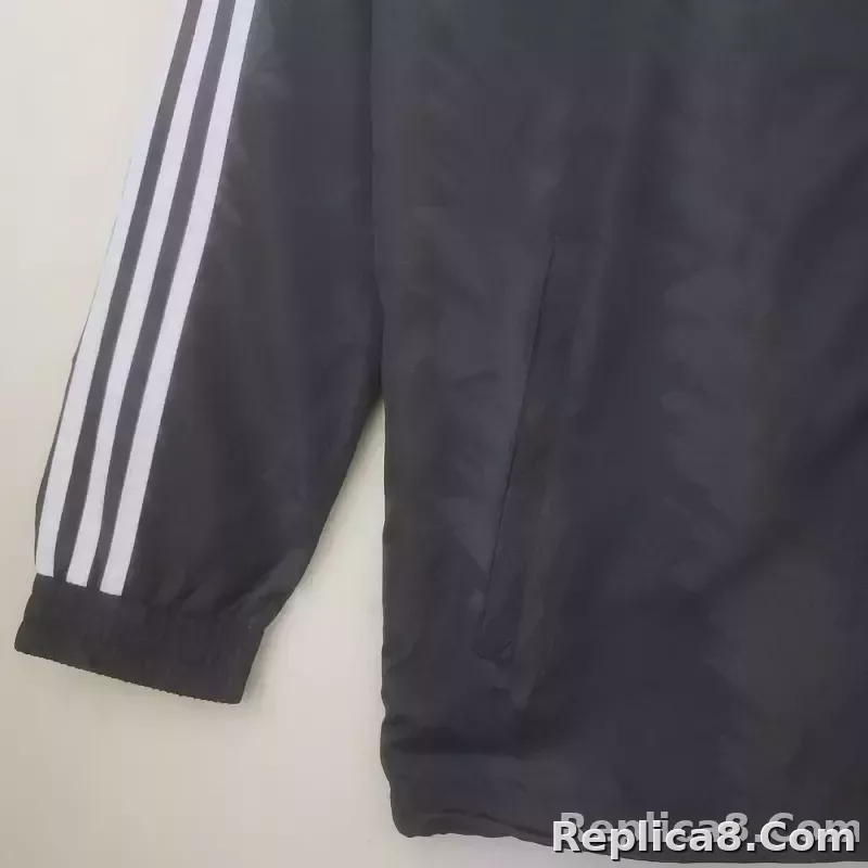 2022/2023 Manchester United Windbreaker Black White Edge - detail