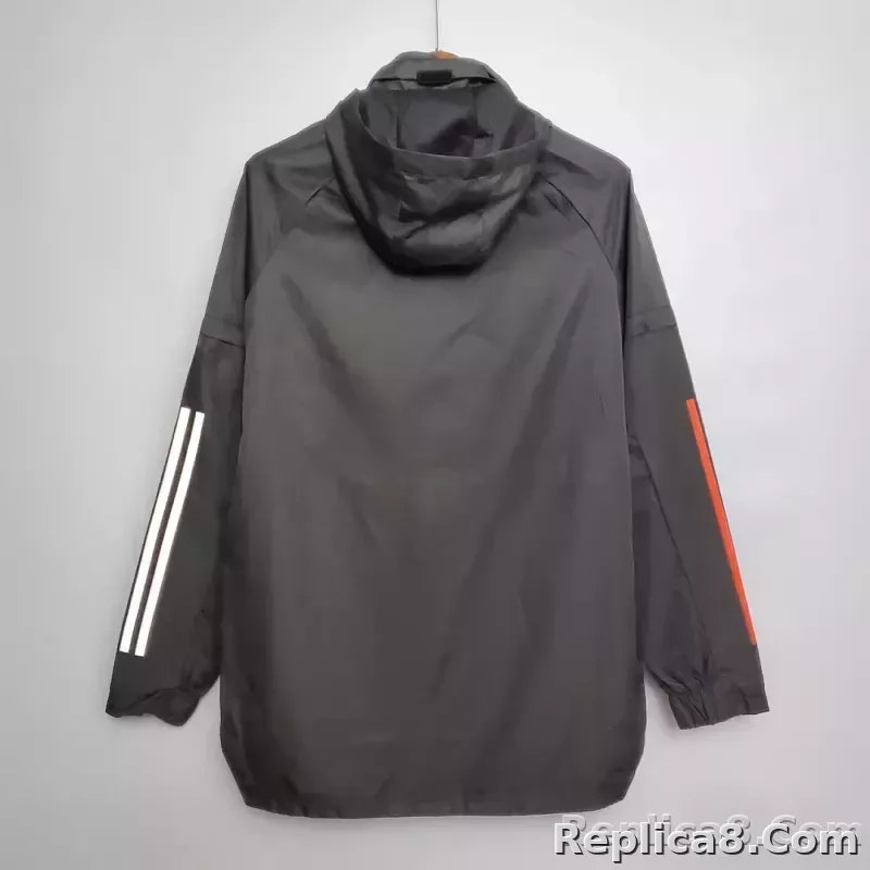 2021 Manchester United Jersey Windbreaker Black(White-Red Edge) - detail