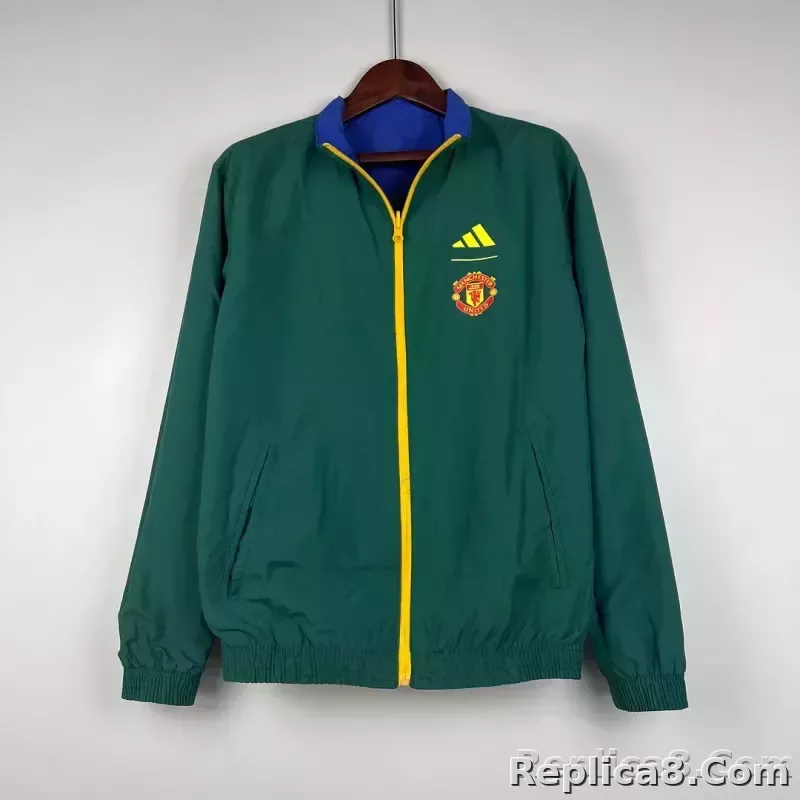 2023/2024 Manchester United Reversible Windbreaker（Blue-Green）Soccer Jersey 1:1 Thai Quality - detail