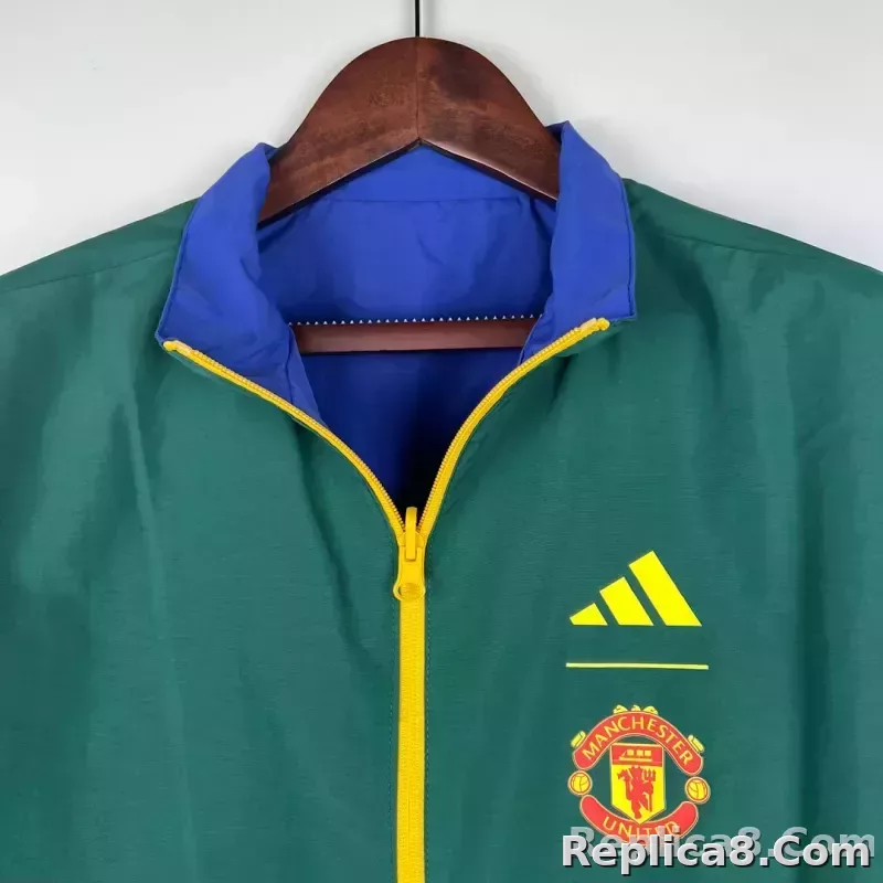 2023/2024 Manchester United Reversible Windbreaker（Blue-Green）Soccer Jersey 1:1 Thai Quality - detail