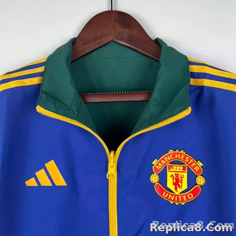 2023/2024 Manchester United Reversible Windbreaker（Blue-Green）Soccer Jersey 1:1 Thai Quality - detail