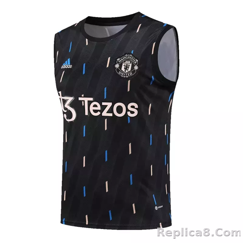Manchester United Sleeveless Training Kit (Top+Shorts) Black 2022/23 - detail