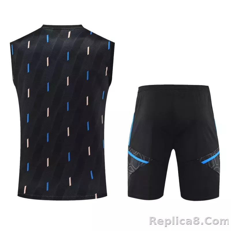 Manchester United Sleeveless Training Kit (Top+Shorts) Black 2022/23 - detail