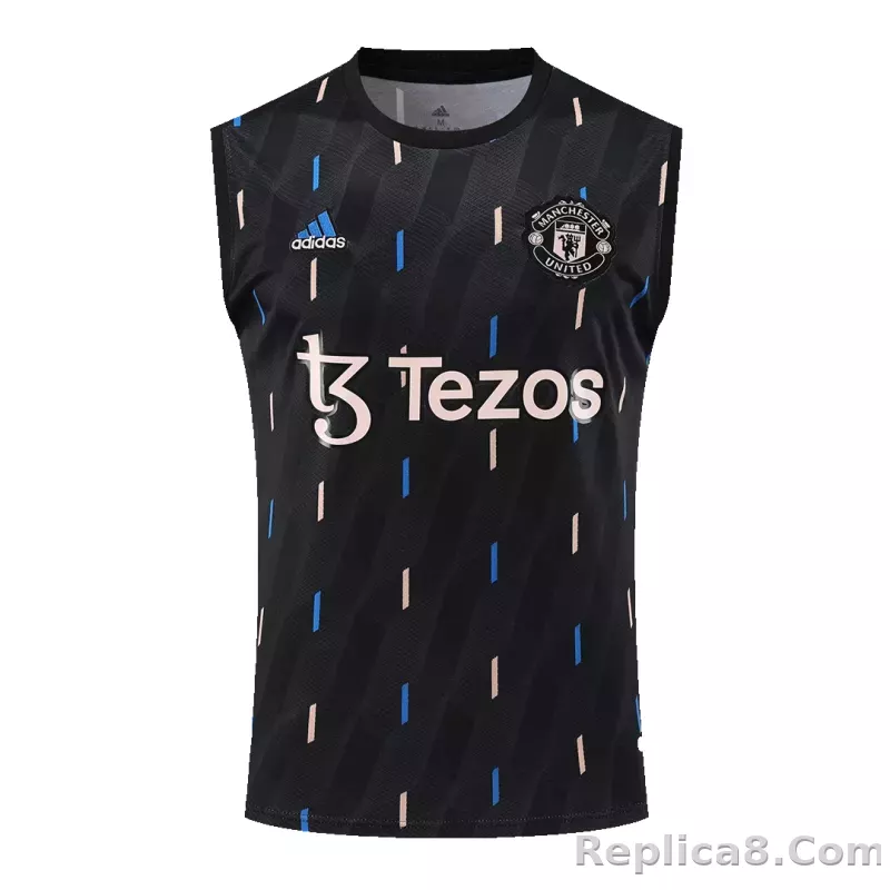 Manchester United Sleeveless Training Kit (Top+Shorts) Black 2022/23 - detail