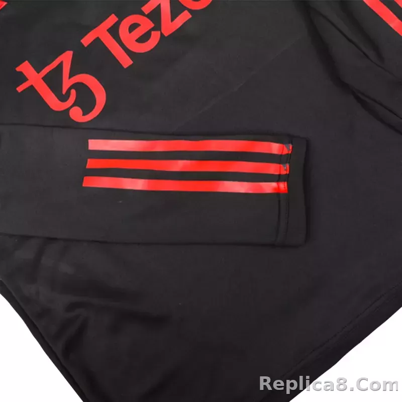 Kids Manchester United Zipper Sweatshirt Kit(Top+Pants) Black 2023/24 - detail