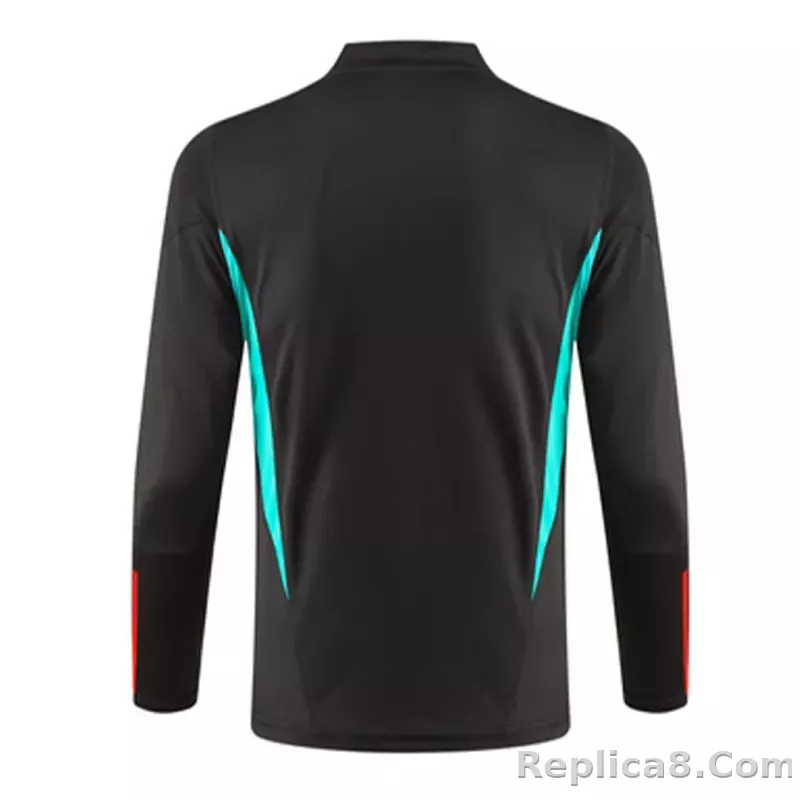 Kids Manchester United Zipper Sweatshirt Kit(Top+Pants) Black 2023/24 - detail