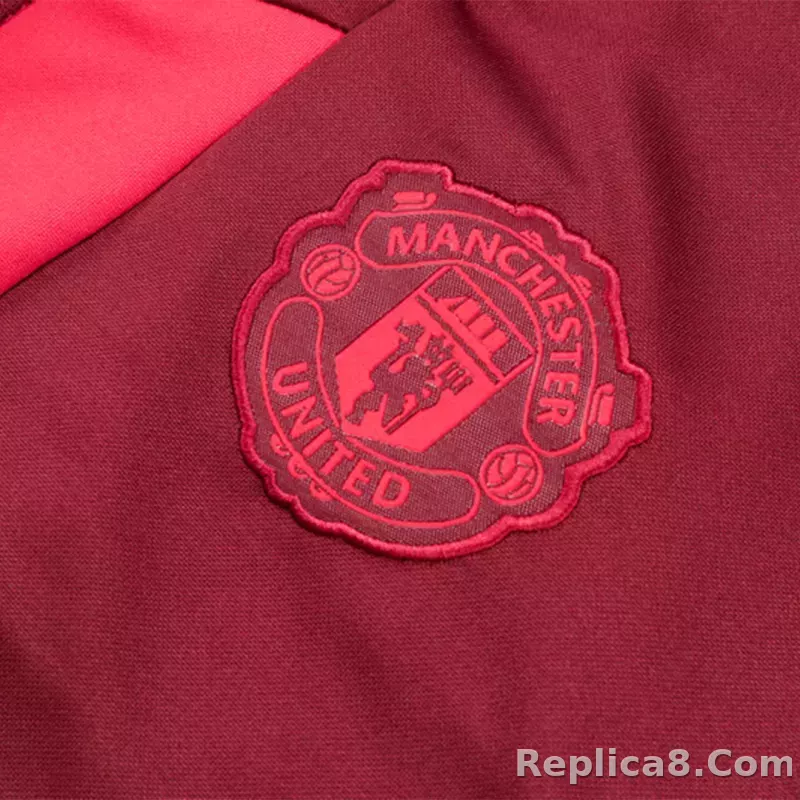 Manchester United Zipper Sweatshirt Kit(Top+Pants) Red 2023/24 - detail