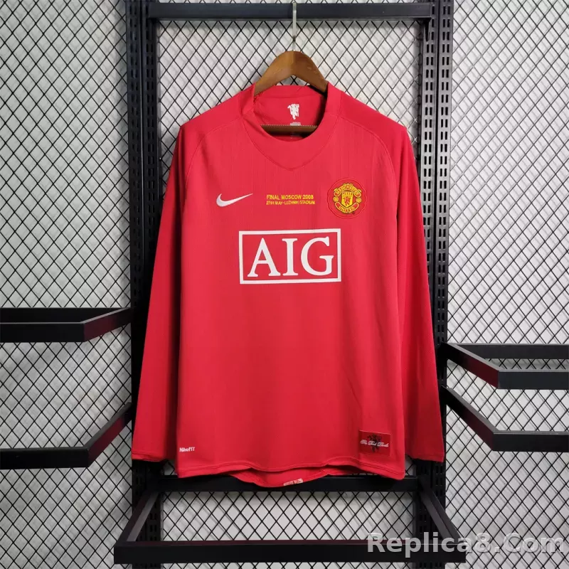 07-08 Manchester United Home UCL Final Retro Jersey Long Sleeve