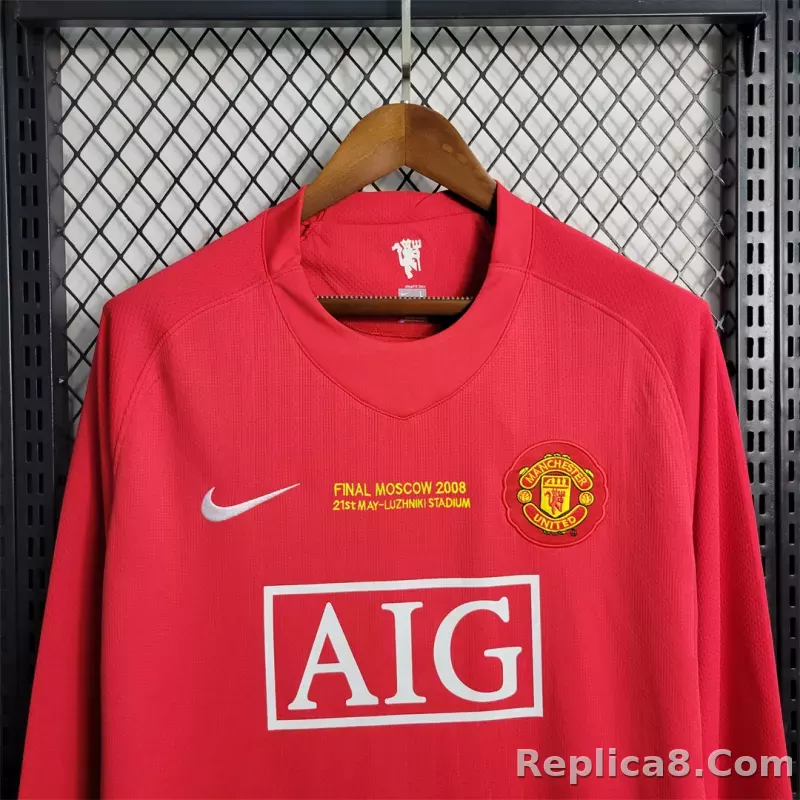 07-08 Manchester United Home UCL Final Retro Jersey Long Sleeve - detail