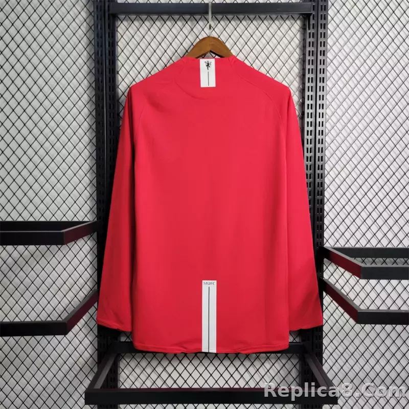 07-08 Manchester United Home Retro Jersey Long Sleeve - detail