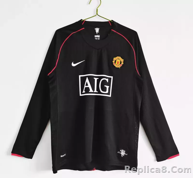 07-08 Manchester United Away Retro Jersey Long Sleeve