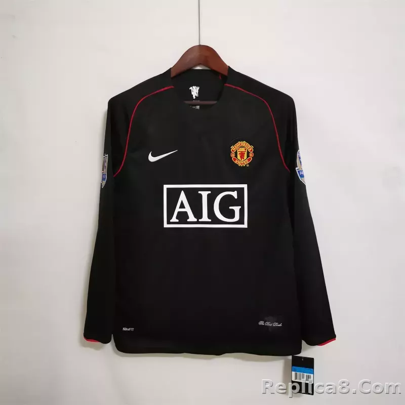 07-08 Manchester United Away Retro Jersey Long Sleeve - detail