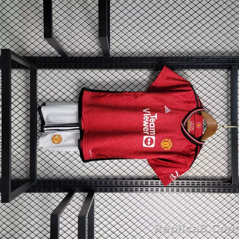 23-24 Manchester United Home Kids Kit Jersey+Shorts