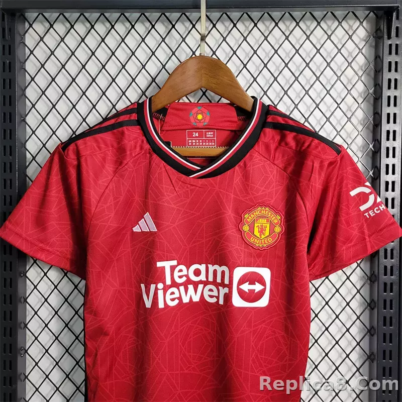 23-24 Manchester United Home Kids Kit Jersey+Shorts - detail