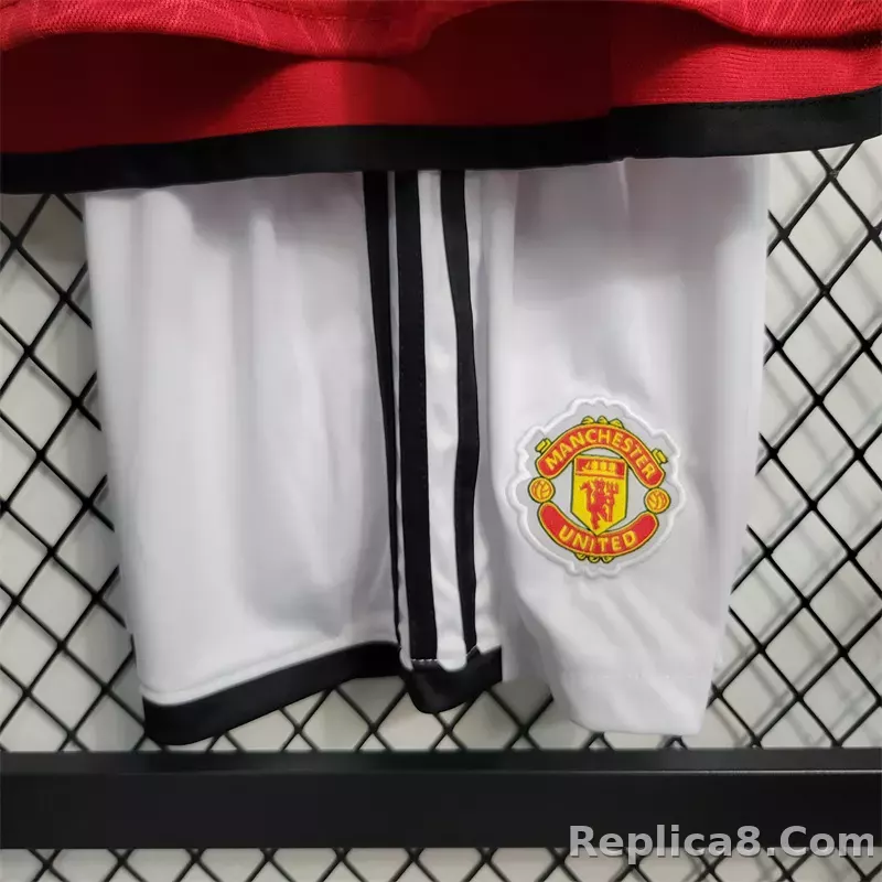 23-24 Manchester United Home Kids Kit Jersey+Shorts - detail