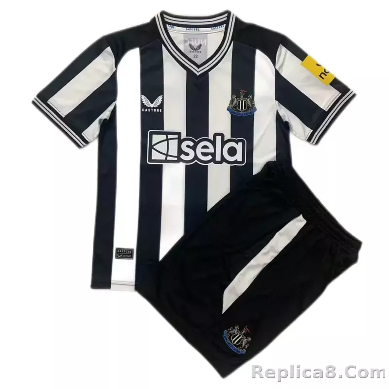 23-24 Newcastle United Home Kids Kit Jersey+Shorts - detail