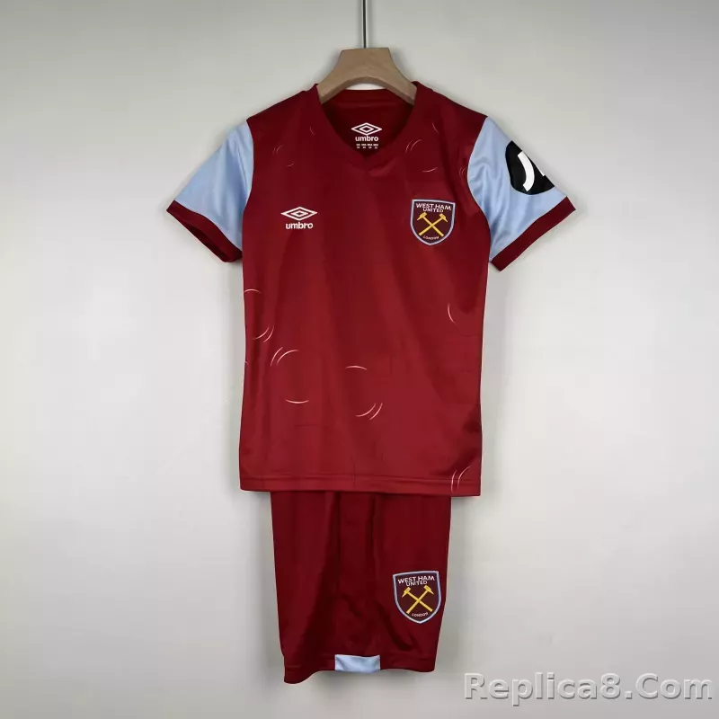 23-24 West Ham United Home Kids Kit Jersey+Shorts