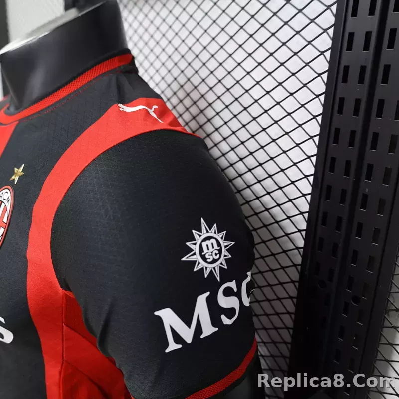 26-27 AC Milan Home  Soccer Jersey Red - detail