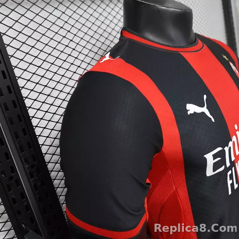 26-27 AC Milan Home  Soccer Jersey Red - detail