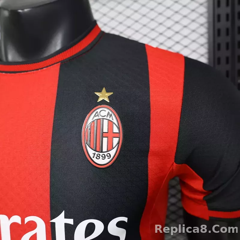 26-27 AC Milan Home  Soccer Jersey Red - detail