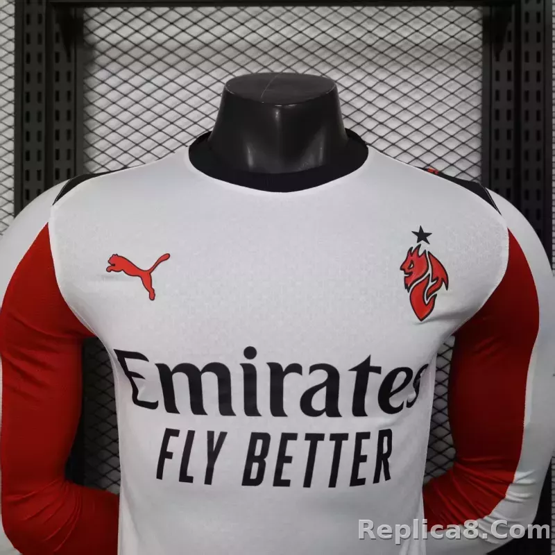 25-26 AC Milan Away Soccer Jersey Player Version Long Sleeve - detail