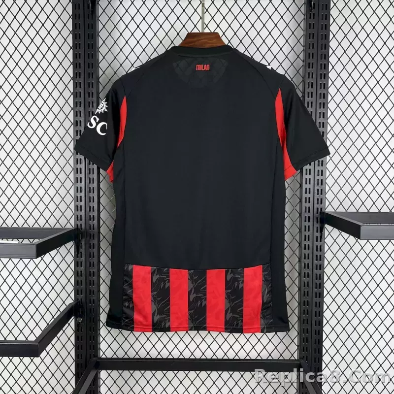 25-26 AC Milan Home Soccer Jersey Red - detail
