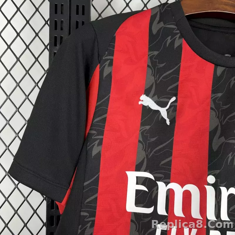 25-26 AC Milan Home Soccer Jersey Red - detail