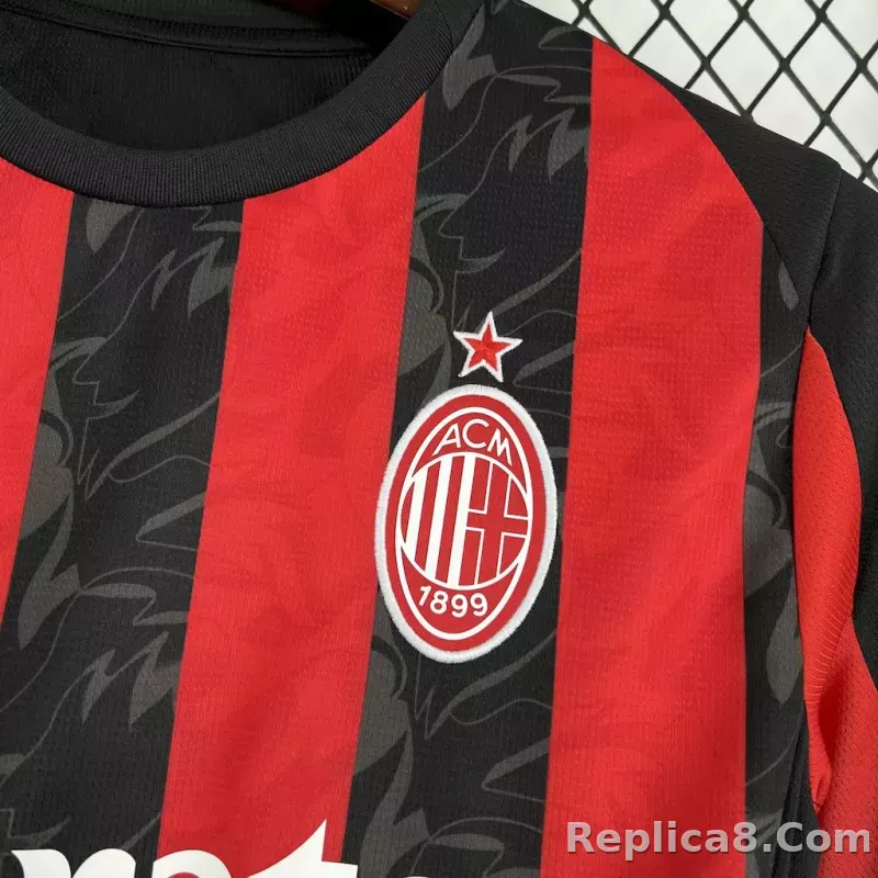 25-26 AC Milan Home Soccer Jersey Red - detail