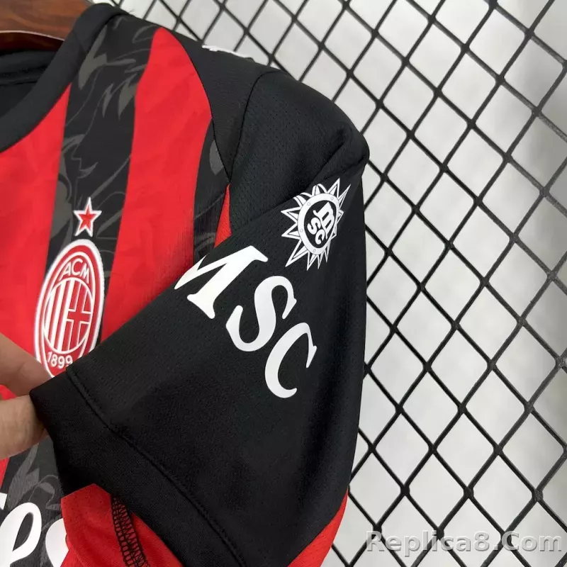 25-26 AC Milan Home Soccer Jersey Red - detail