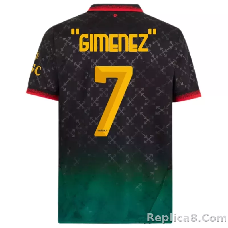 "GIMENEZ" #7 AC Milan Co-Branded Off-White  Soccer Jersey Black