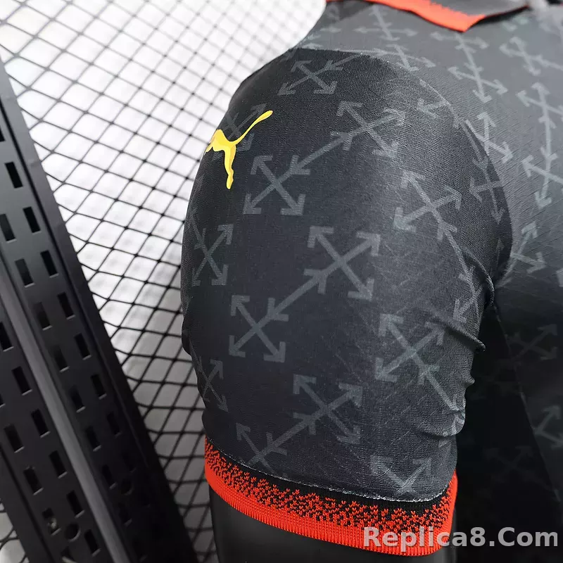 25-26 AC Milan Co-Branded Off-White  Soccer Jersey Black - detail