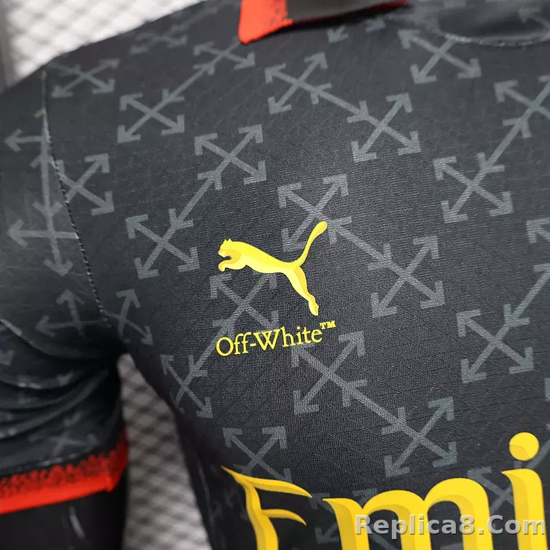 25-26 AC Milan Co-Branded Off-White  Soccer Jersey Black - detail