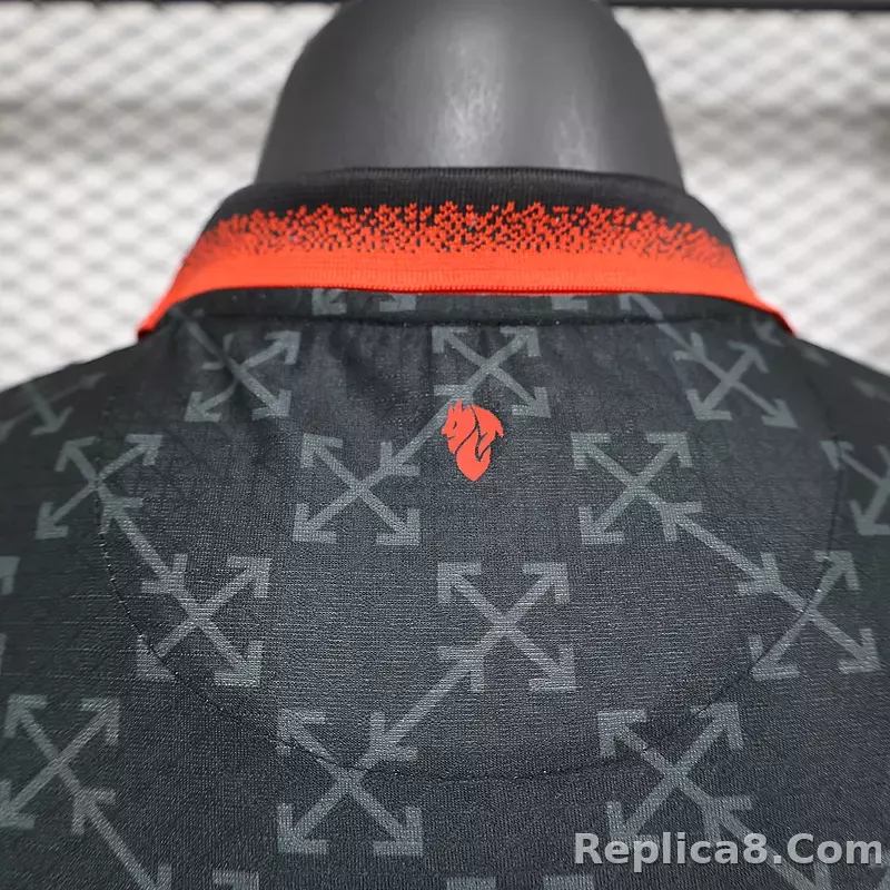 25-26 AC Milan Co-Branded Off-White  Soccer Jersey Black - detail