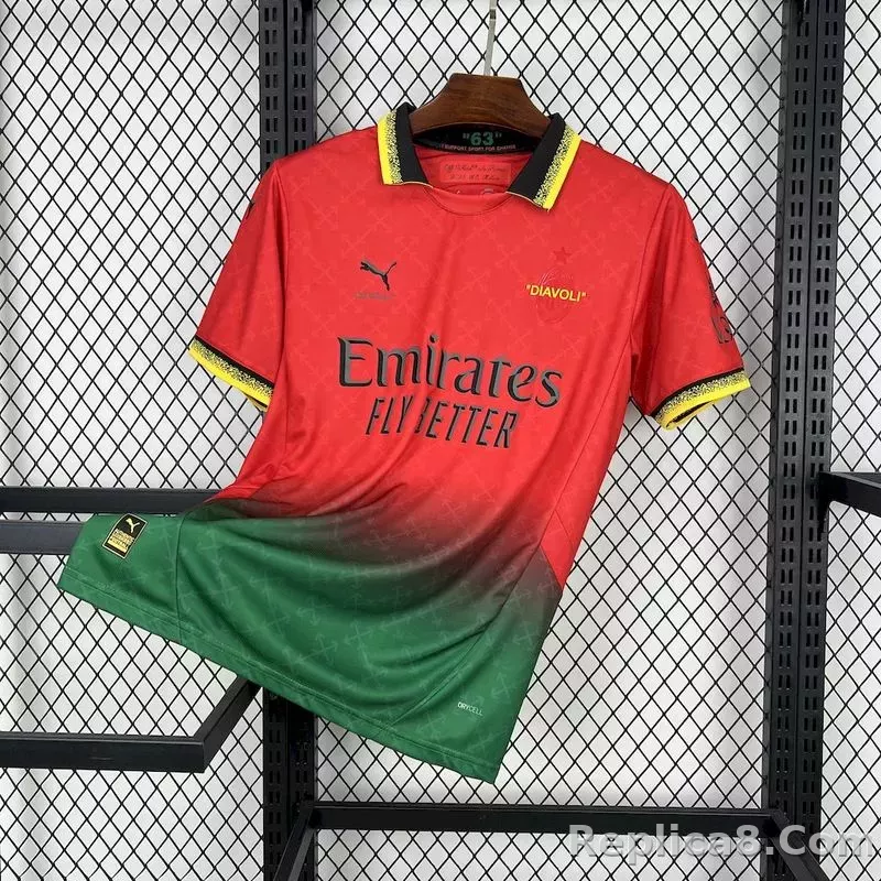25-26 AC Milan Co-Branded Off-White  Soccer Jersey Red